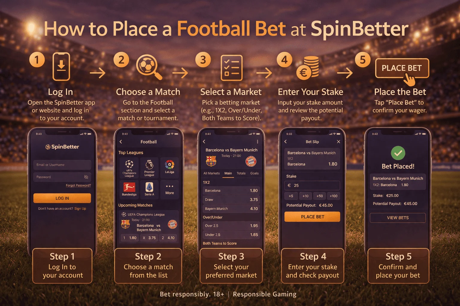 How to Place a Football Bet at SpinBetter