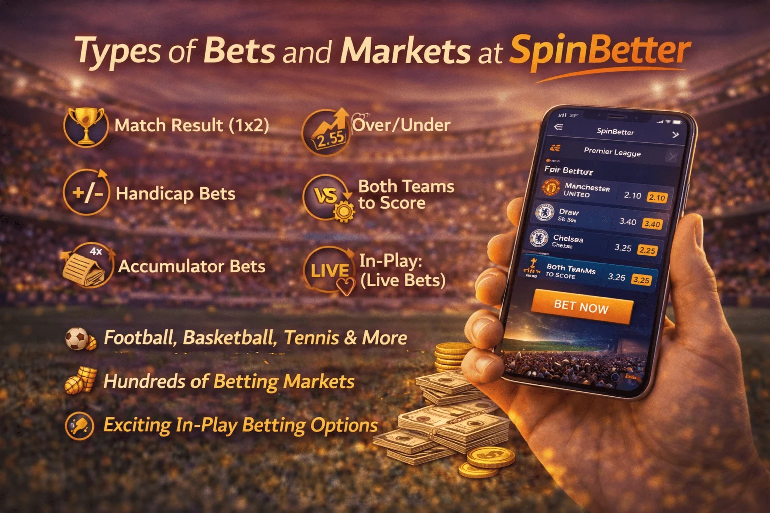 Types of Bets and Markets at Spinbetter